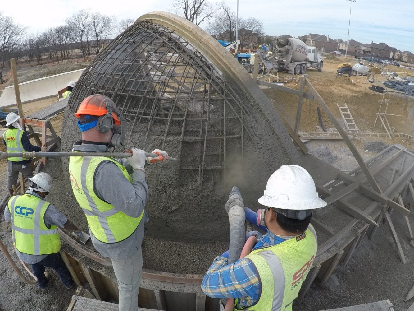 CCP Shotcrete - overhead shotcrete capsule in skatepark - Frisco, Texas