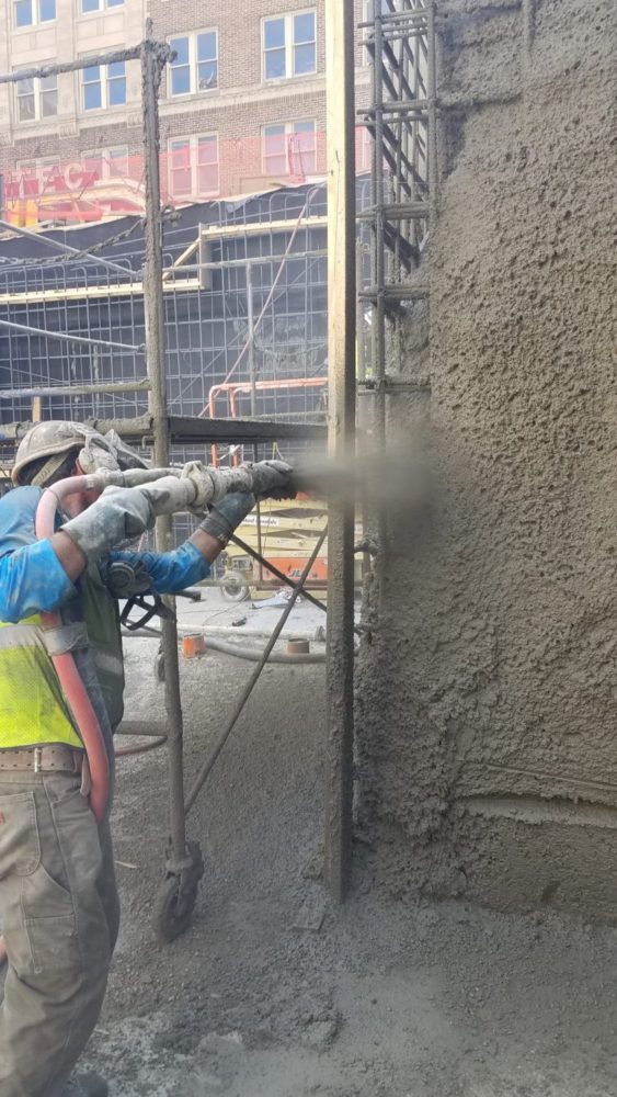 CCP Shotcrete - outide corner vertical wall shotcrete placement